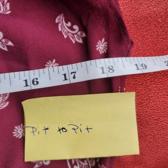 𝅺Lauren Conrad LC medium burgundy cream paisley print midi dress - Picture 11 of 12